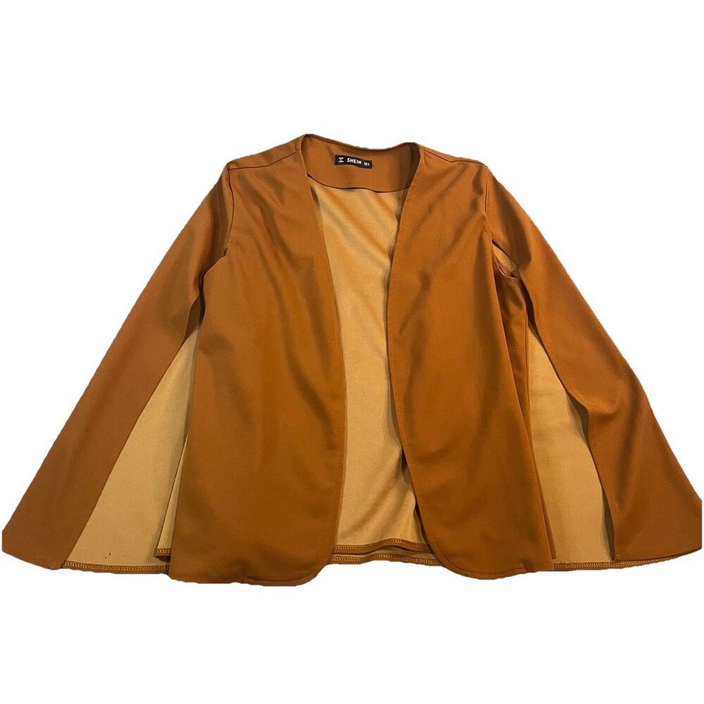 Shein Gold Flowy Poncho Cape Blouse Top Womens Size S Boho Festival Western